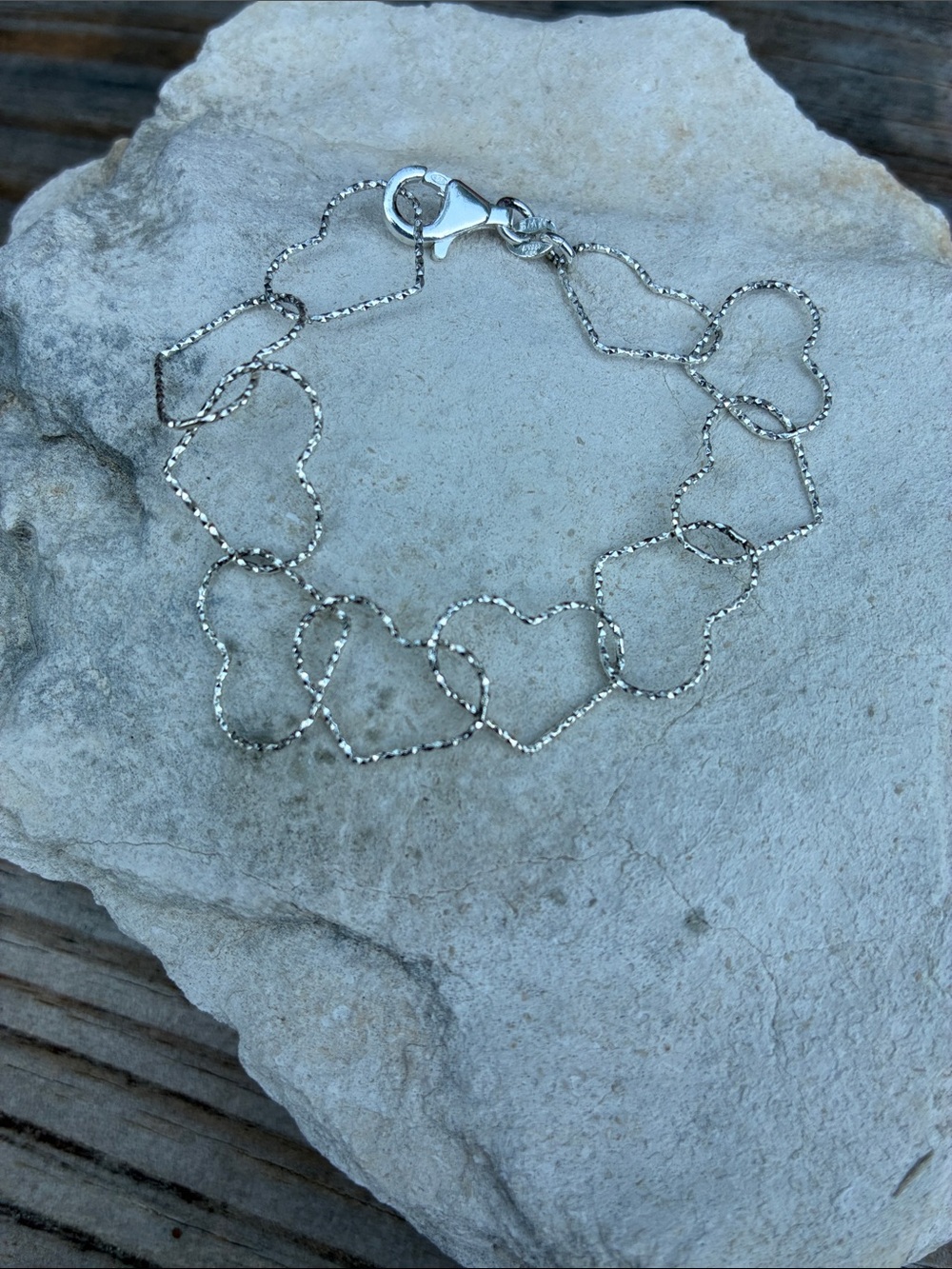 Silver Heart Link Bracelet - Women's Jewelry